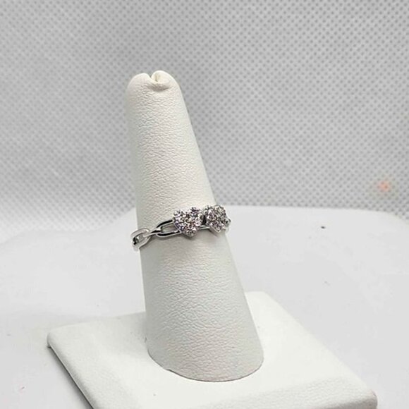BRAND NEW Sterling Silver 925 Double Heart Ring - Picture 1 of 4